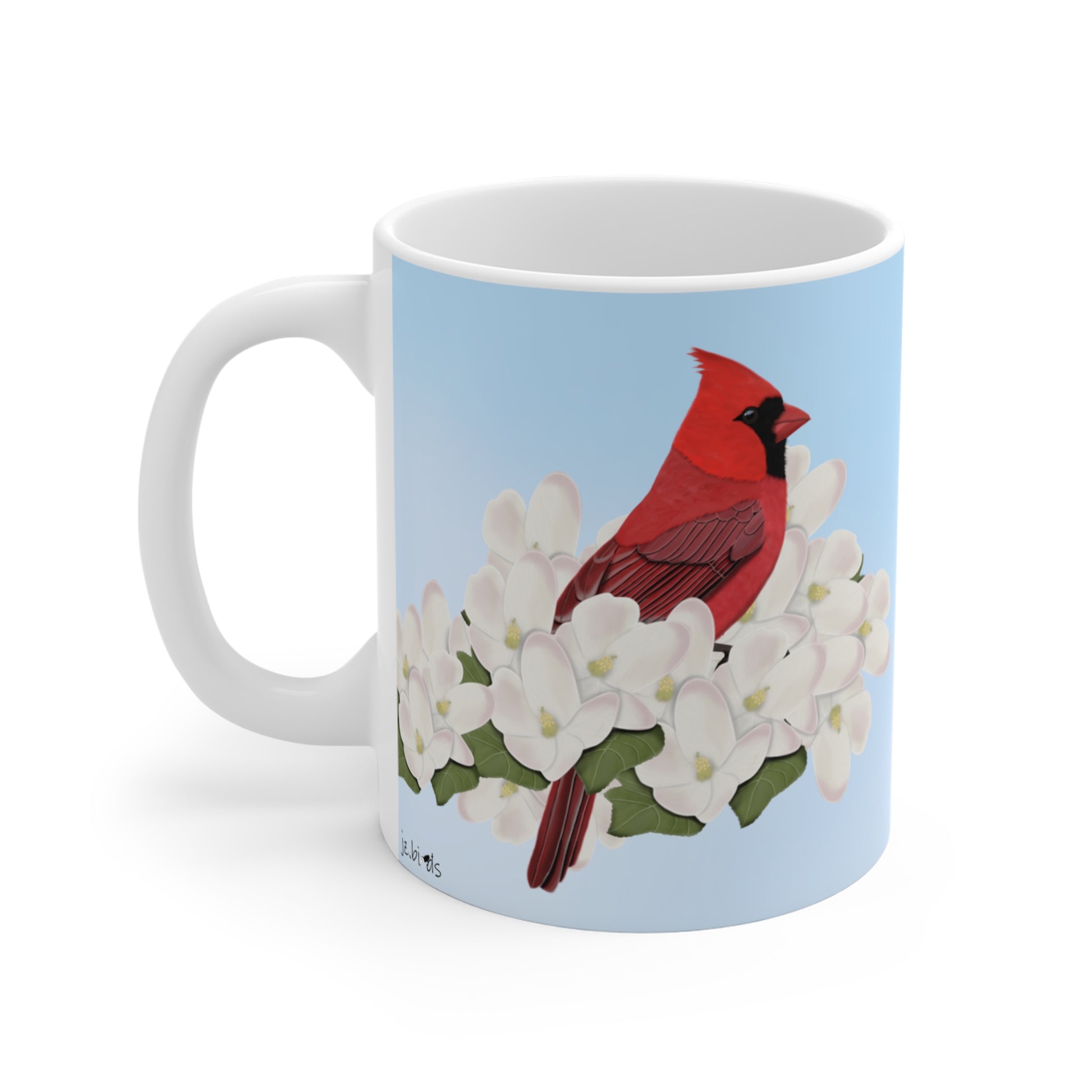 Cardinal Apple Spring Blossoms Bird Ceramic Mug 11oz - jz.birds