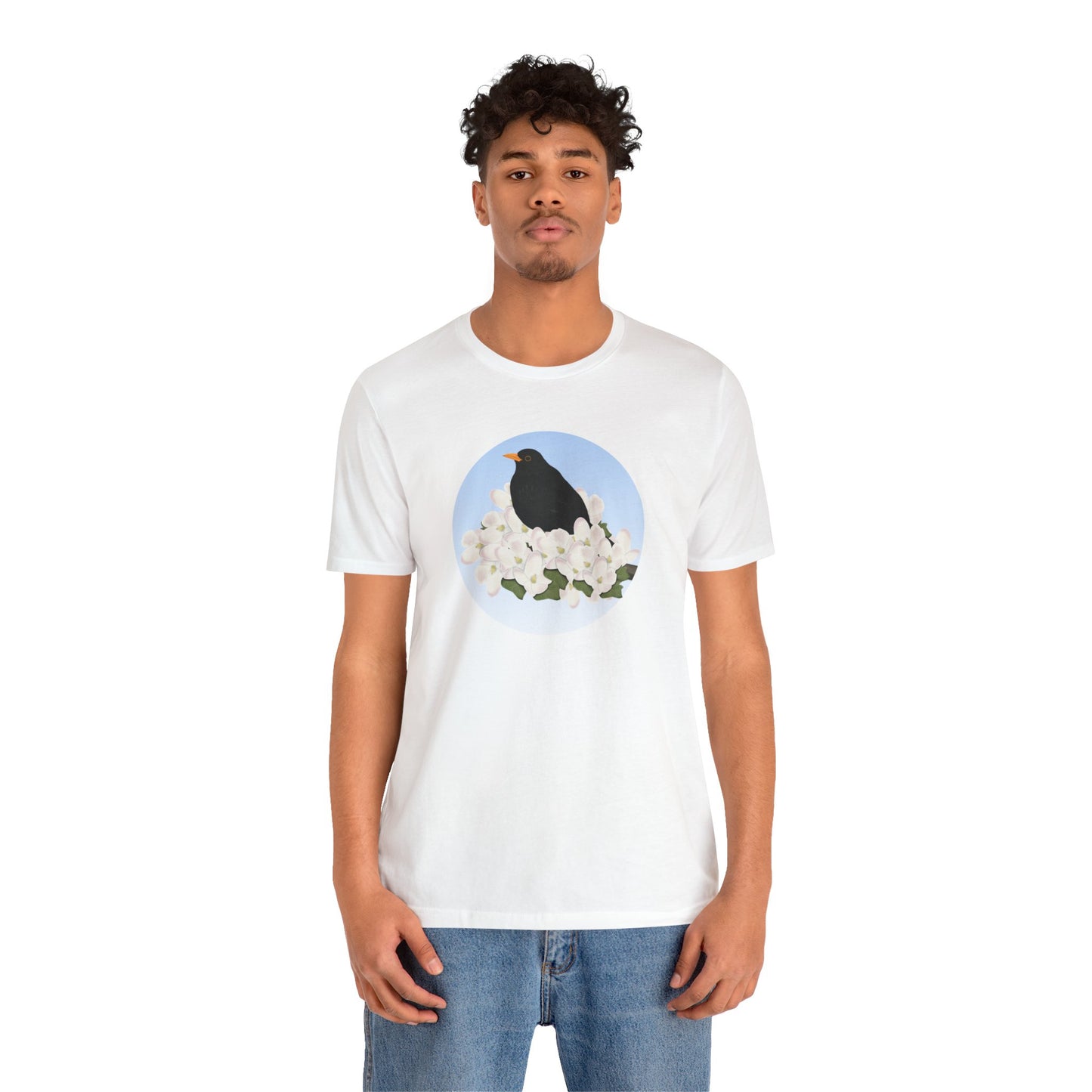Blackbird and Spring Apple Blossoms Bird T-Shirt