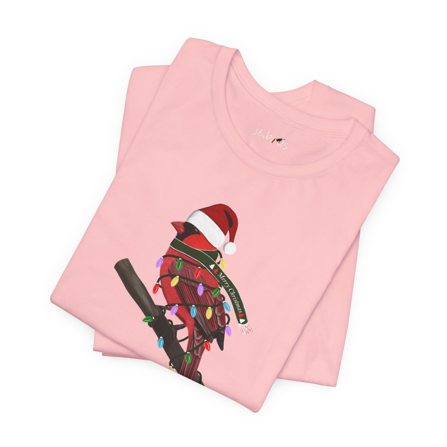Cardinal with Fairy Lights Christmas Bird T-Shirt