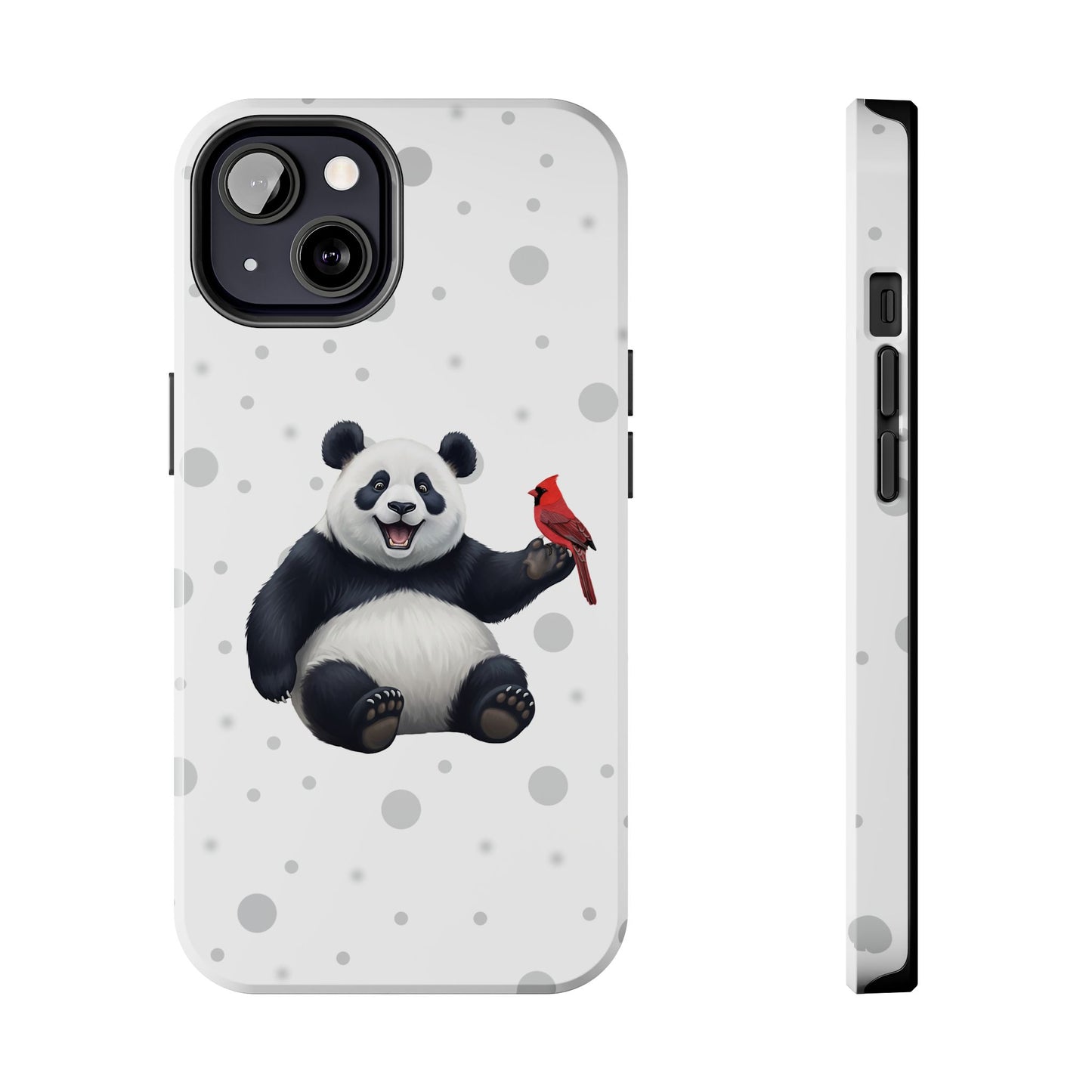 Cute Panda Bear with a Cardinal Animal iPhone Case - Dual-Layer PC/TPU Protective Cover for iPhone