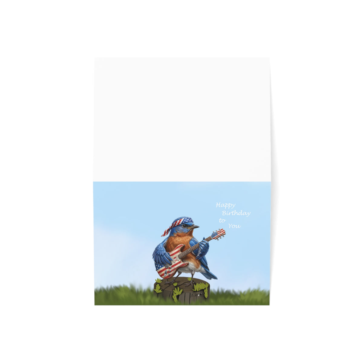 Bluebird with Guitar Birthday Card – Premium Matte Happy Bird Greeting – Cards