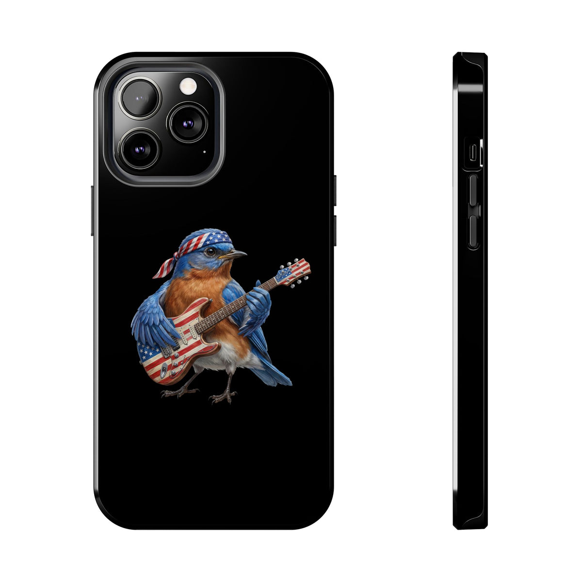 Bluebird with Guitar iPhone Case – Premium Tough Phone Cover Black