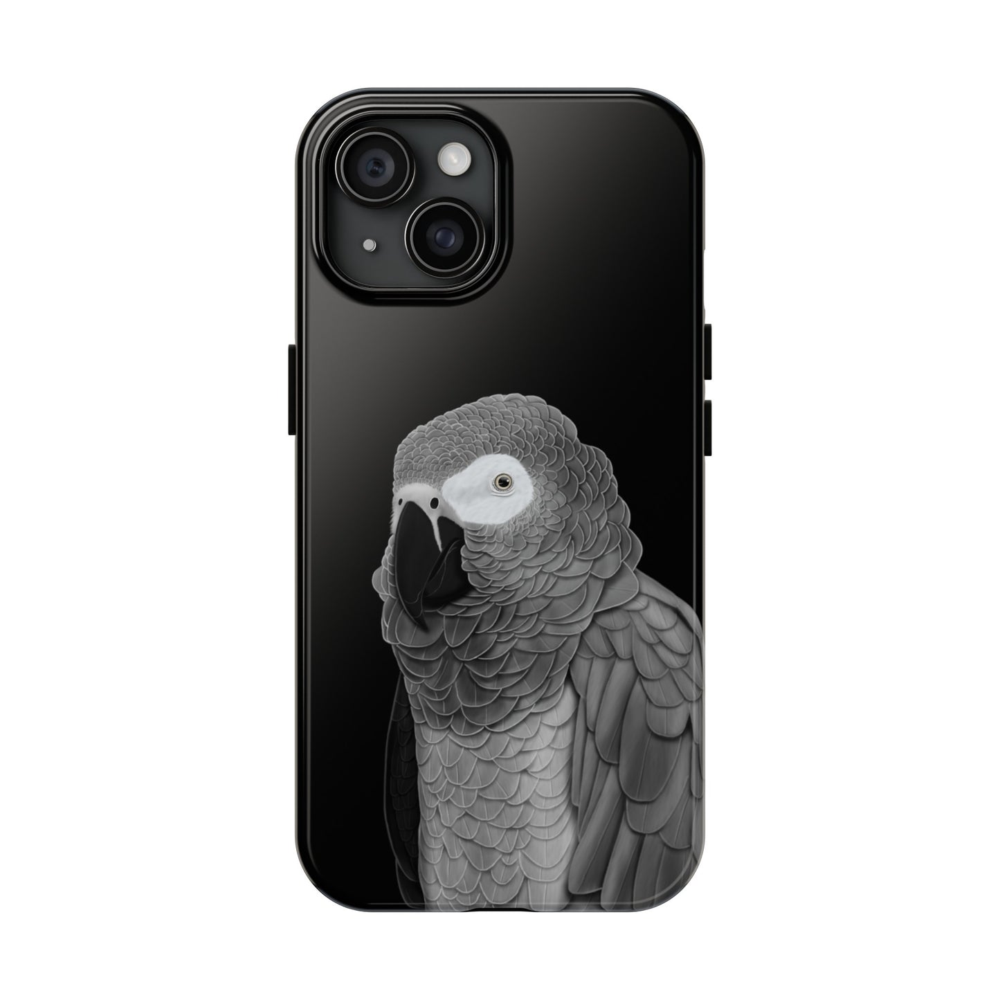 Grey Parrot Bird Art Tough Phone Case Black