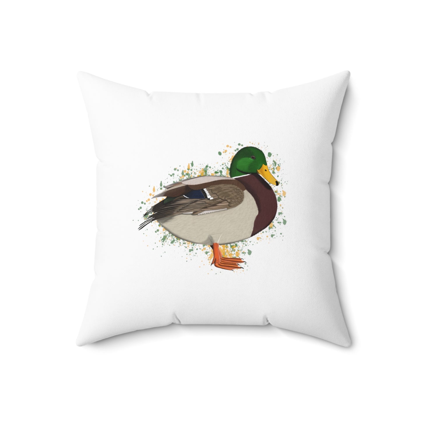 Mallard White Bird Throw Pillow 16"x16" - jz.birds