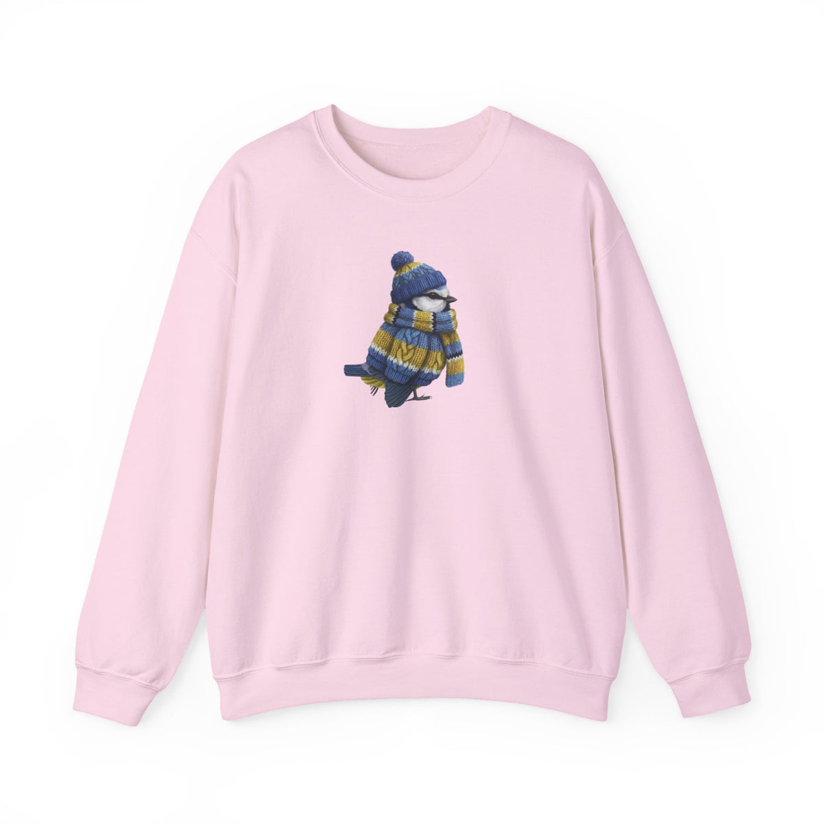 Blue Titmouse Winter Sweatshirt | Bird Watcher Crewneck Unisex Songbirds Wearing Knit Gift for Lovers in Black