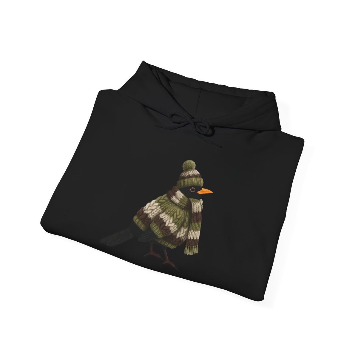 Amsel mit Strickpullover Hoodie - Vogel Kapuzenpullover für Vogelbeobachter & Naturliebhaber mit Vogelmotiv