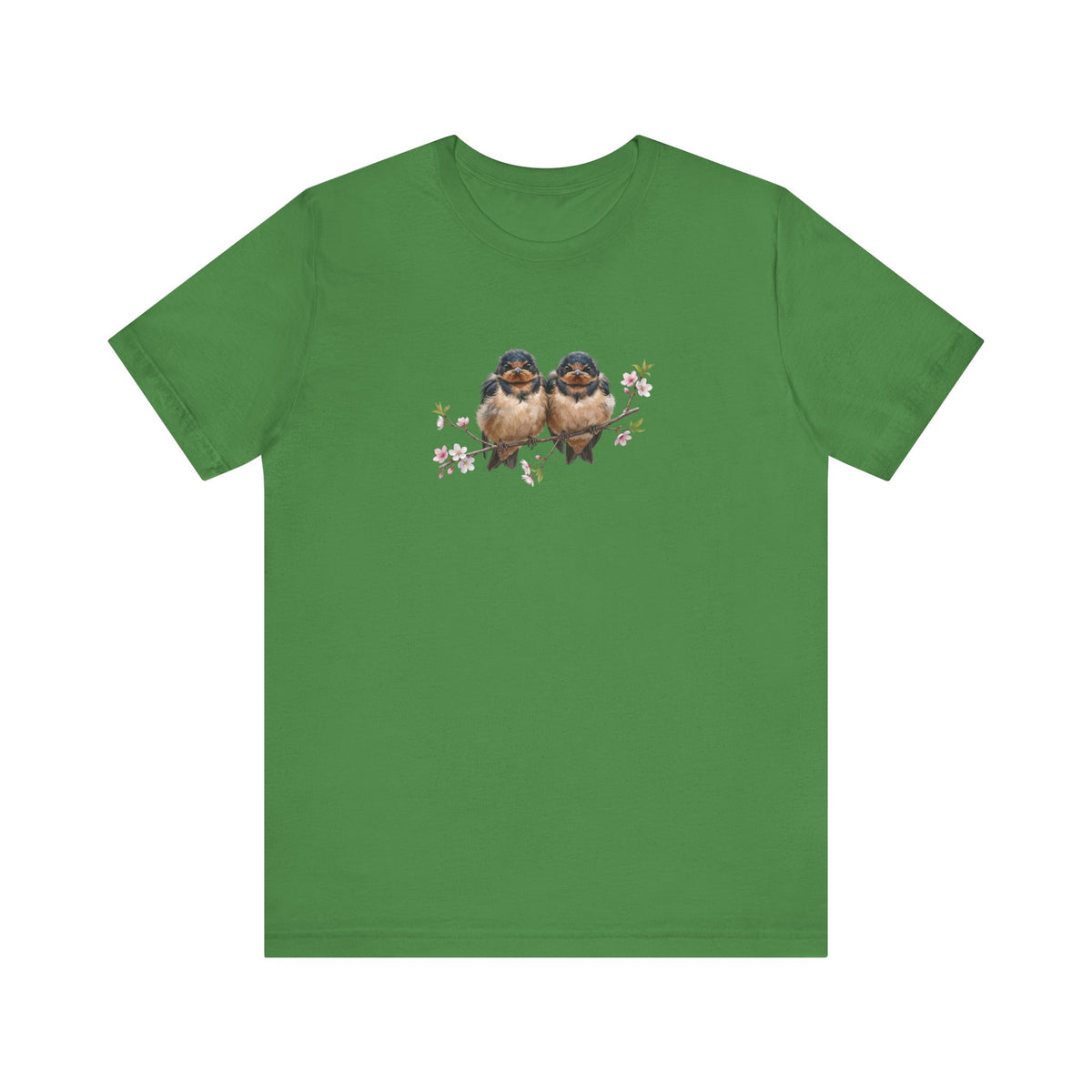 Barn Swallow Fledgling T-Shirt | Spring Blossoms Unisex Graphic Tee for Bird Watchers