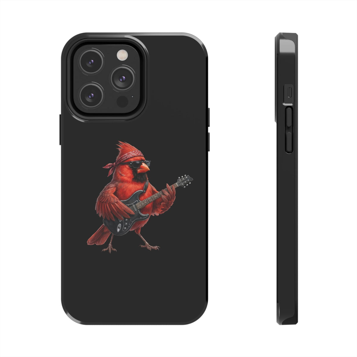Cardinal with Guitar iPhone Case – Premium Tough Phone Cover Black