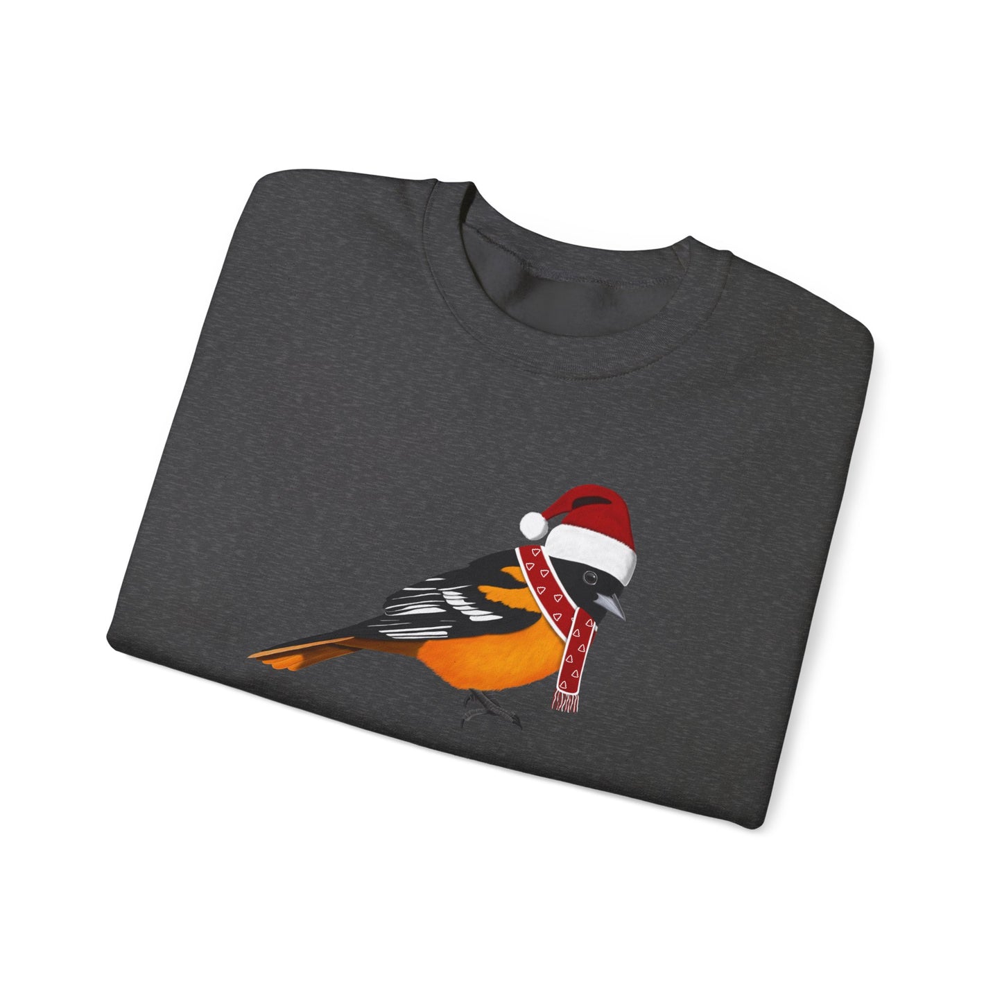Baltimore Oriole with Christmas Hat Bird Birdwatcher Sweatshirt