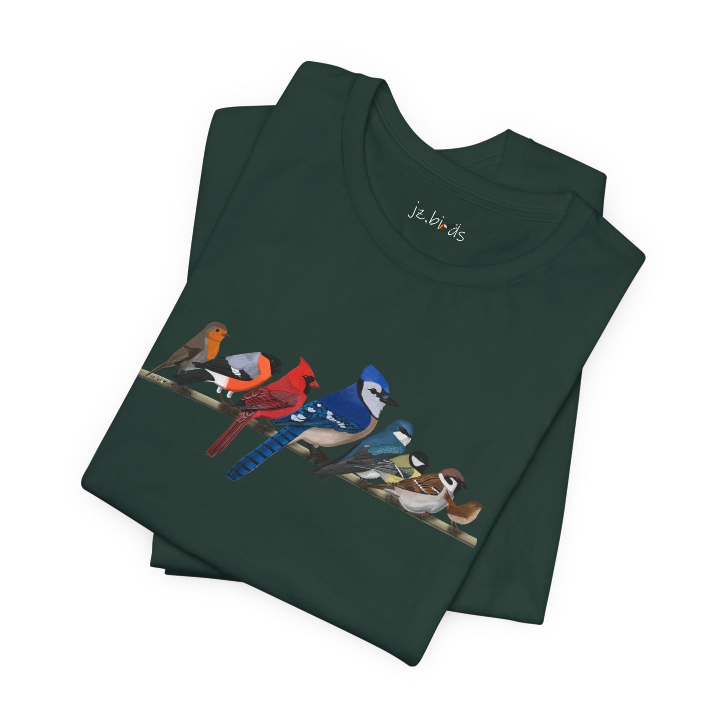 Blue Jay Cardinal Robin Garden Birds on a Branch Birding & Birdwatching Bird T-Shirt
