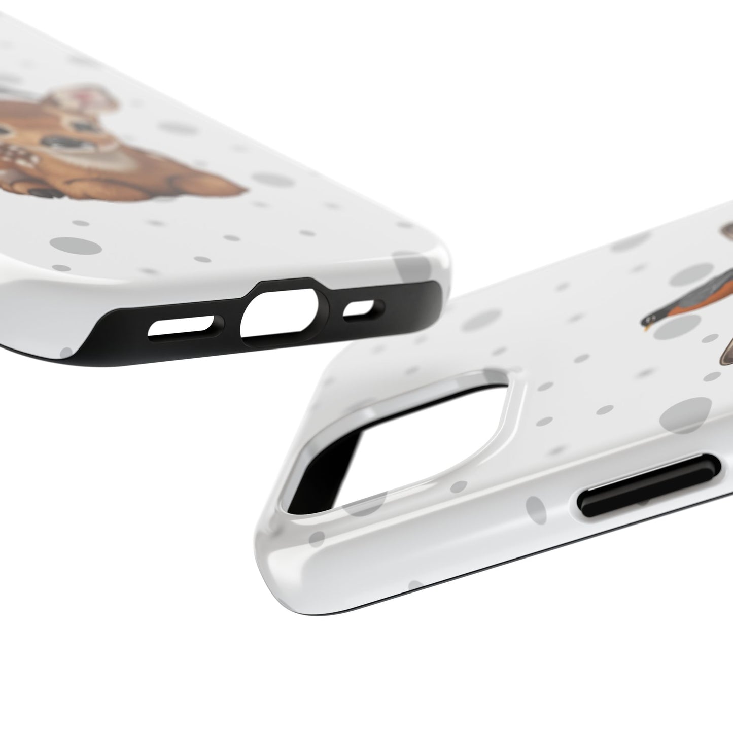 Cute Fawn with American Robin Animal iPhone Case - Dual-Layer PC/TPU Protective Cover for iPhone
