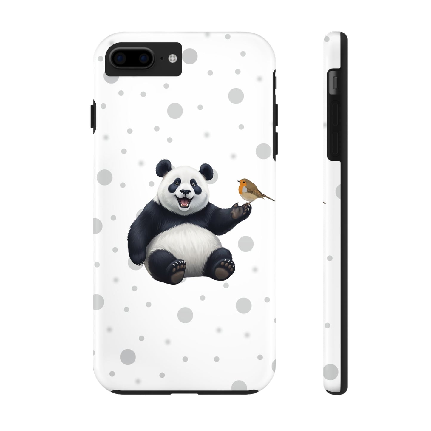 Cute Panda Bear with European Robin Animal iPhone Case - Dual-Layer PC/TPU Protective Cover for iPhone