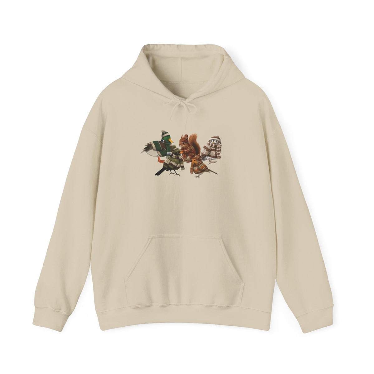 Lustiger Vogelmotiv Winter Hoodie in Dark Heather