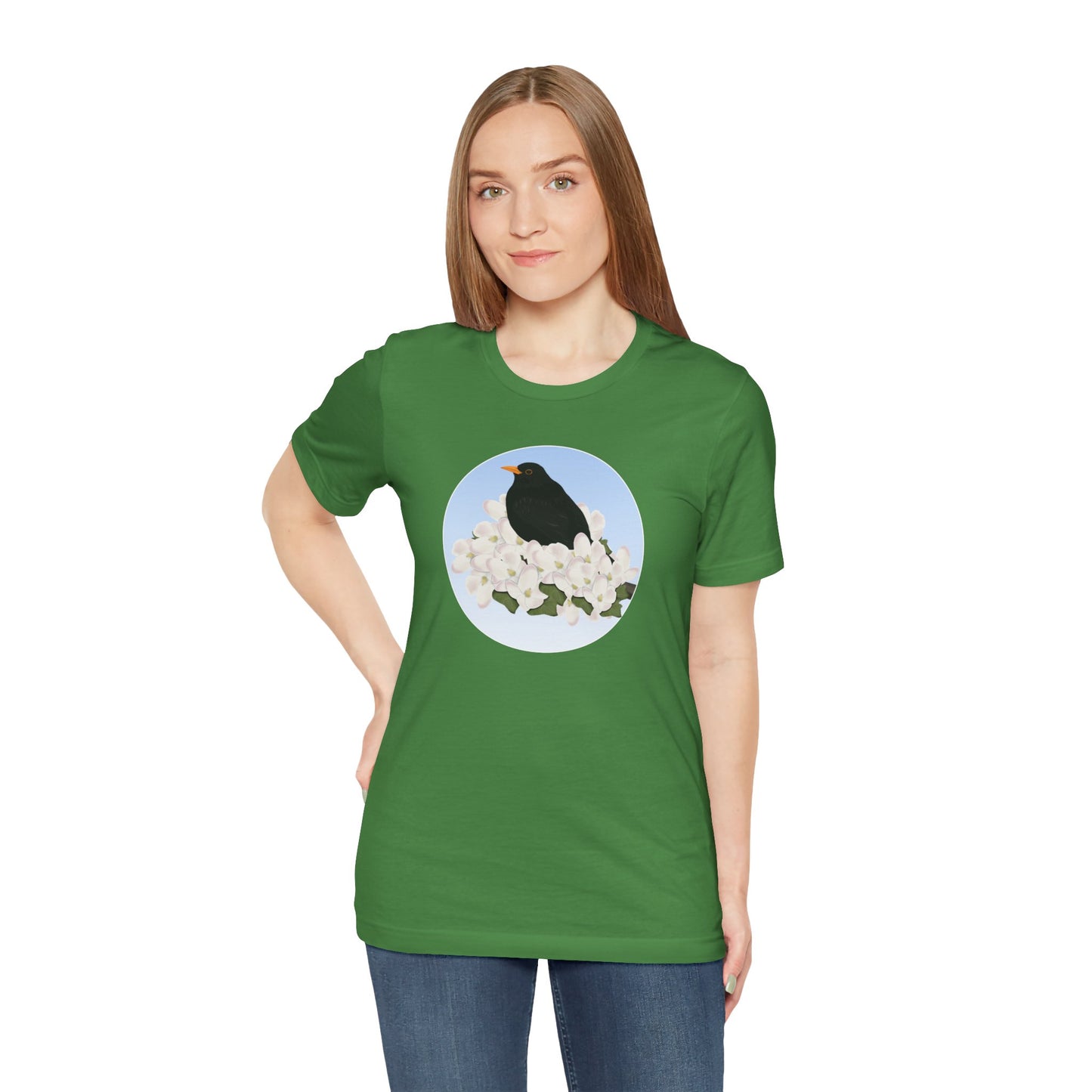 Blackbird and Spring Apple Blossoms Bird T-Shirt