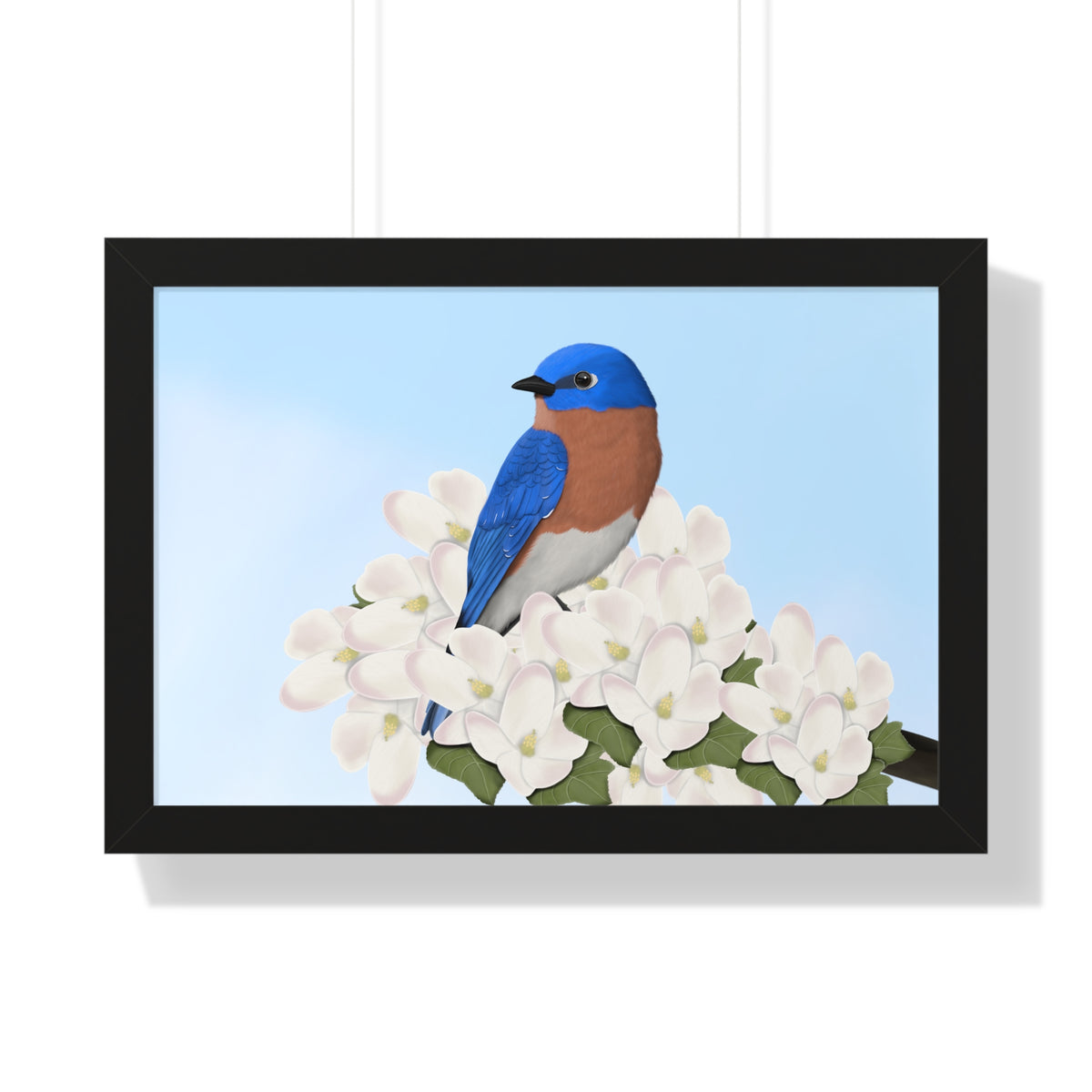 Eastern Bluebird Spring Blossoms Bird Framed Poster –