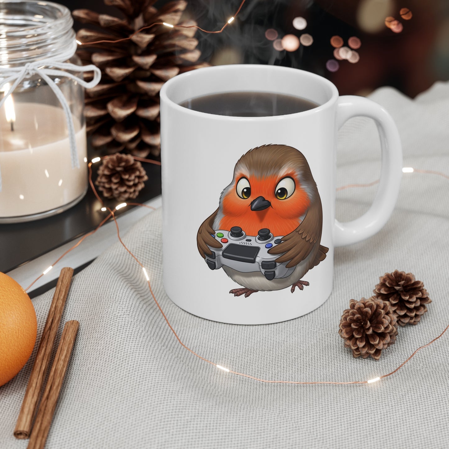 Robin with Controller Video Games Gaming Bird Mug 11oz