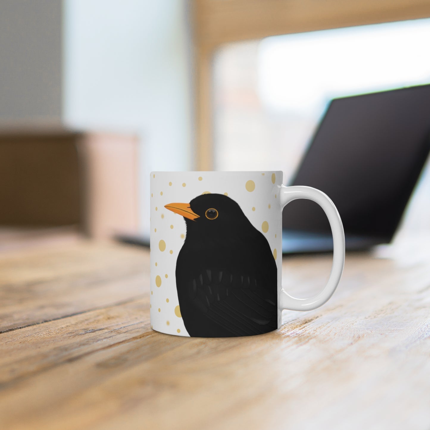 Amsel mit Goldenen Punkten Vogel Tasse