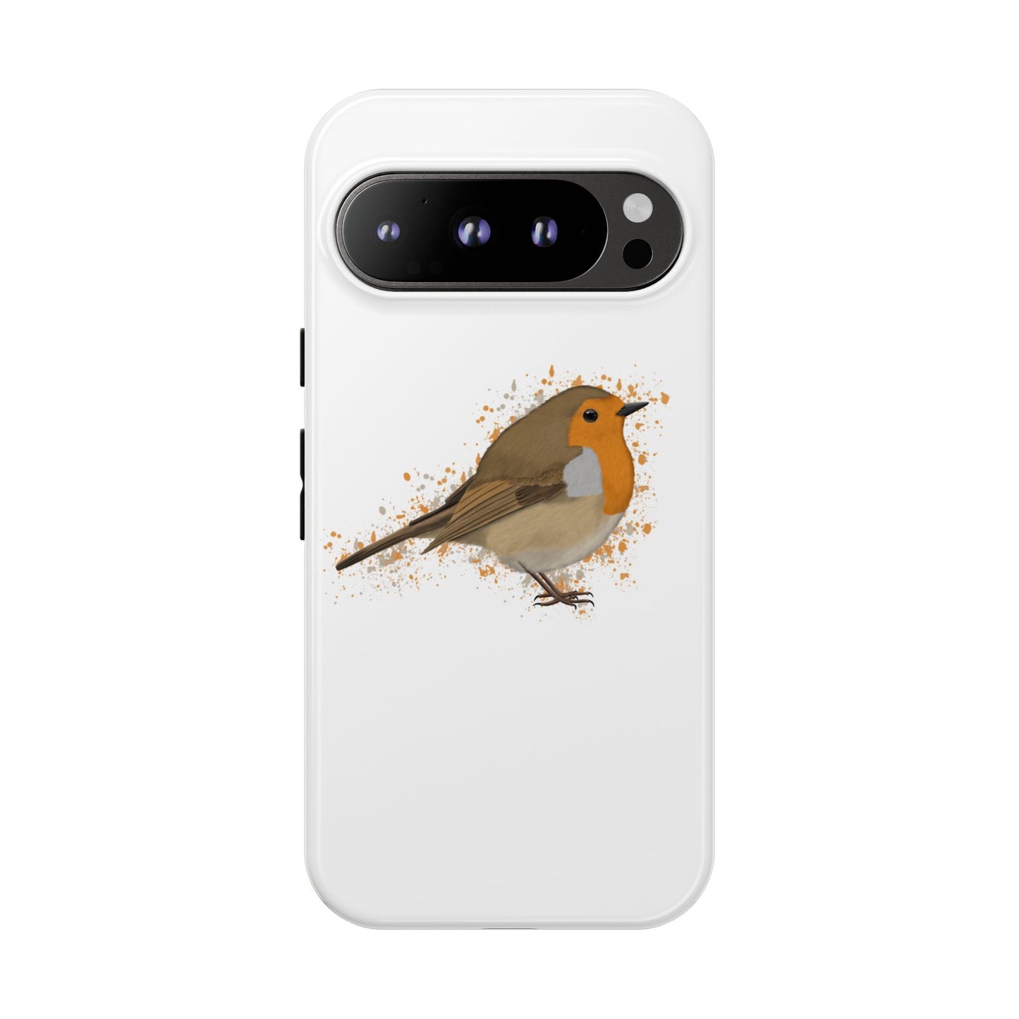 Rotkehlchen Vogel iPhone & Google Pixel Vogelmotiv Handyhülle Weiß