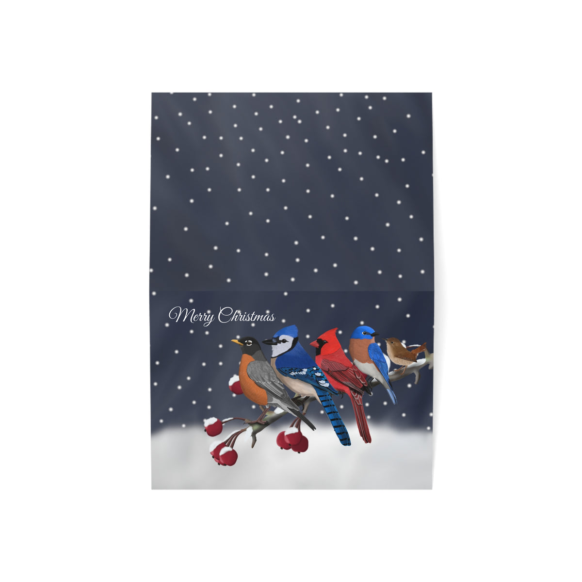 Backyard Birds Bird Art Premium Christmas Card 7x5" | Double-Sided Matte Holiday Greeting – Paper products