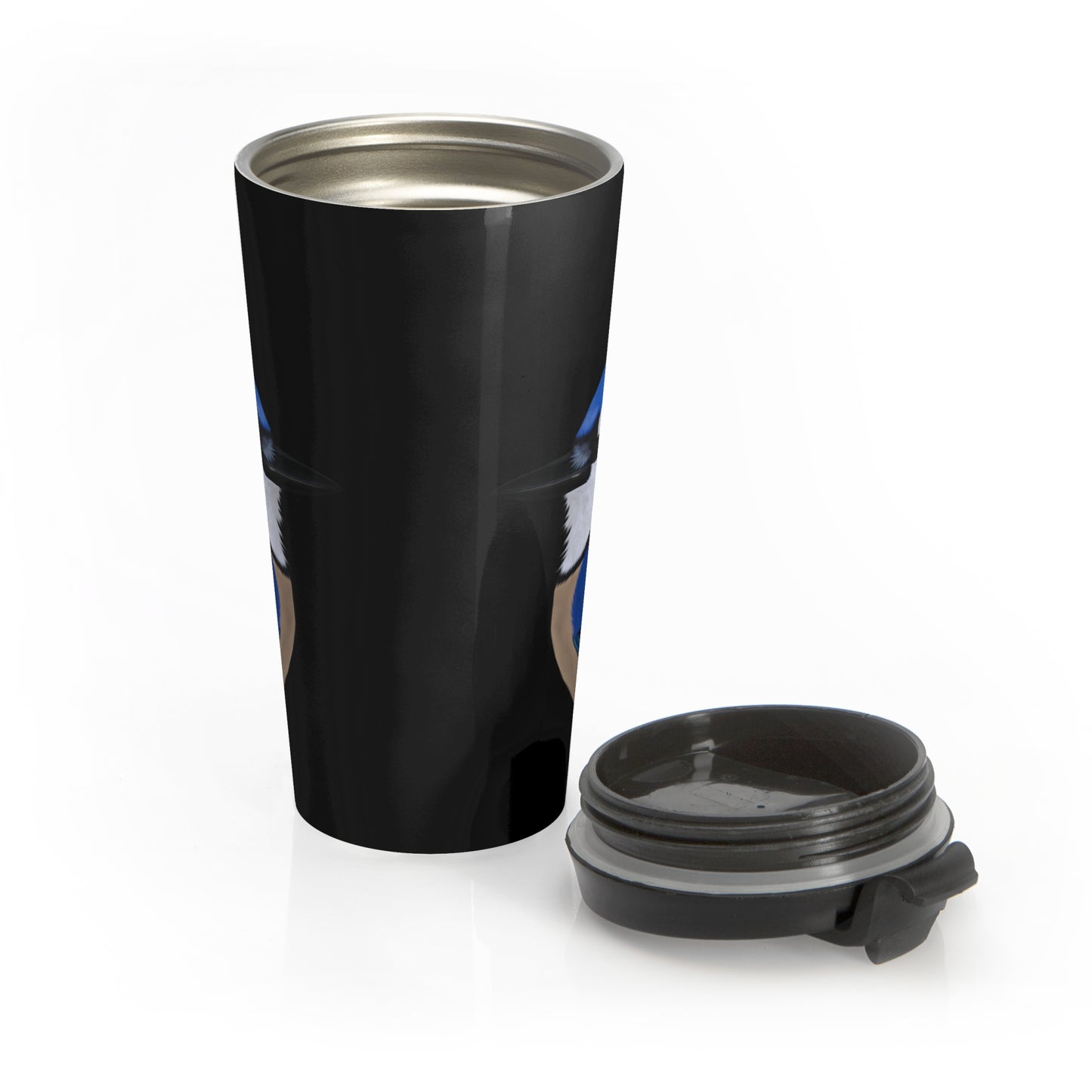 Blue Jay Bird Stainless Steel Travel Mug Tumbler Black 15oz