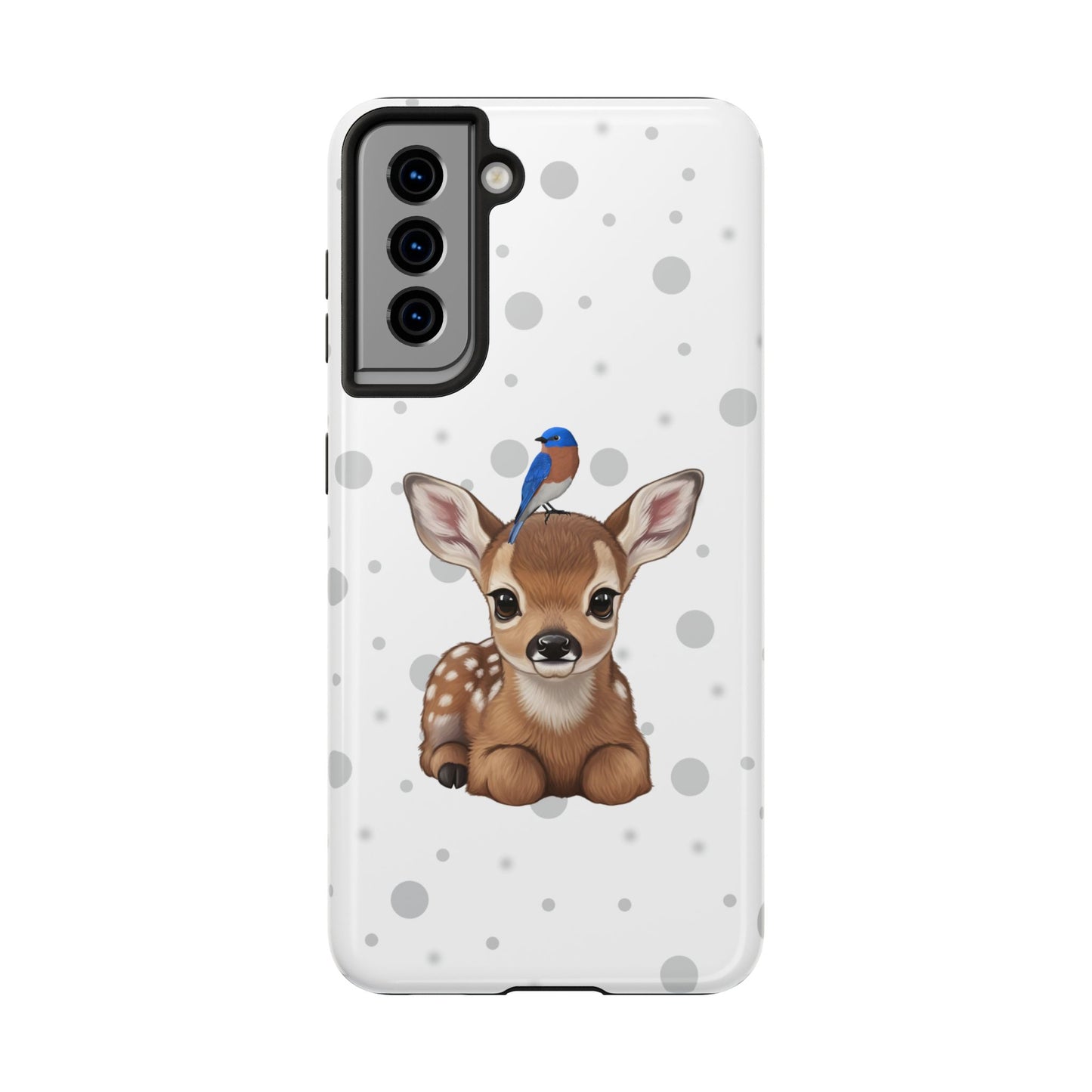 Cute Fawn with a Bluebird Animal iPhone Case - Dual-Layer PC/TPU Protective Cover for iPhone