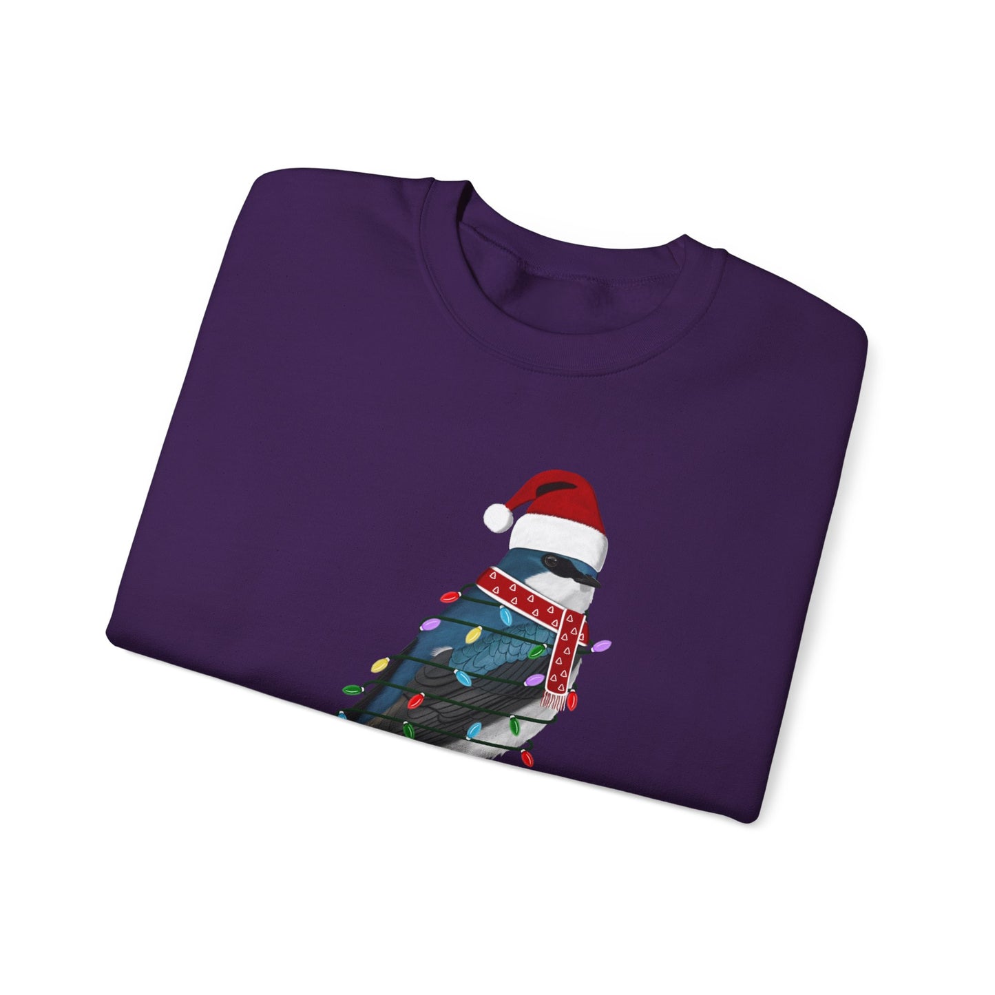 Tree Swallow with Fairy Lights Santa Claus Christmas Bird Sweatshirt