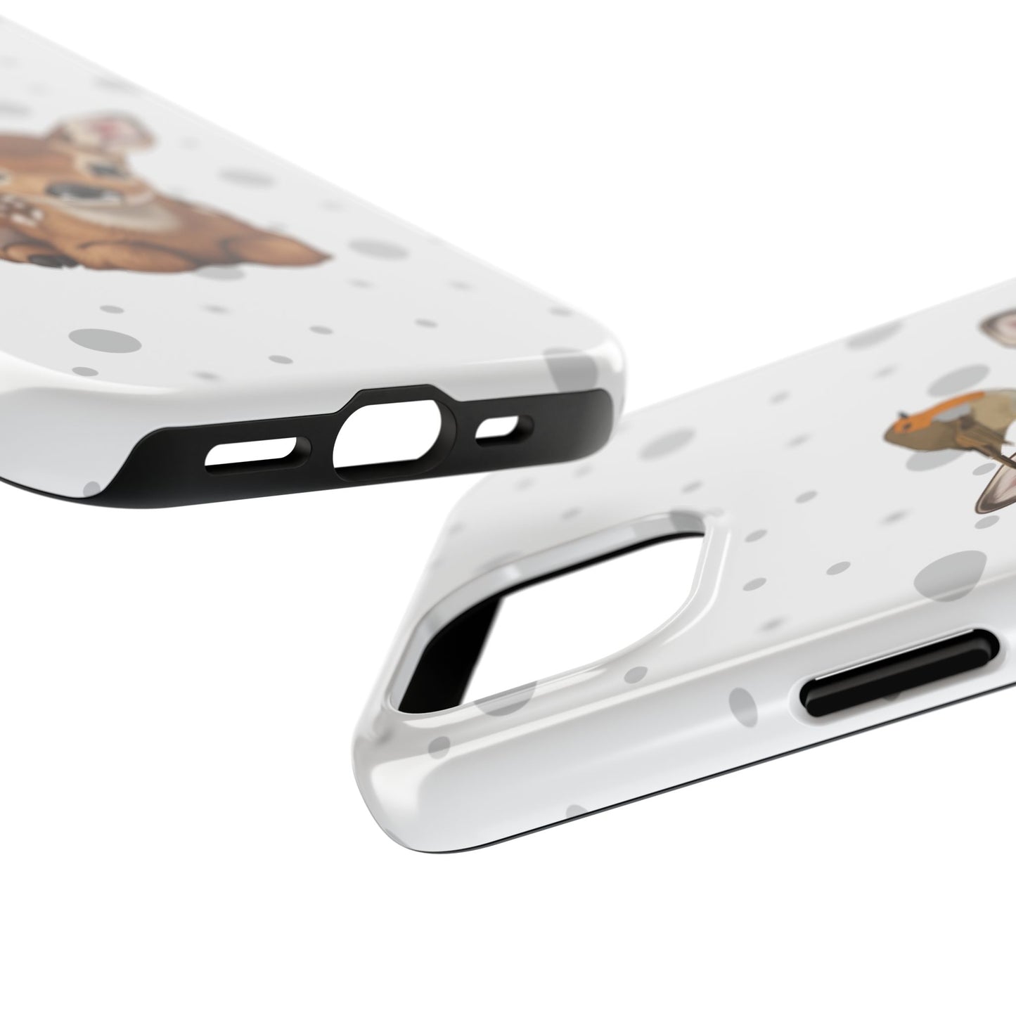Cute Fawn with European Robin Animal iPhone Case - Dual-Layer PC/TPU Protective Cover for iPhone