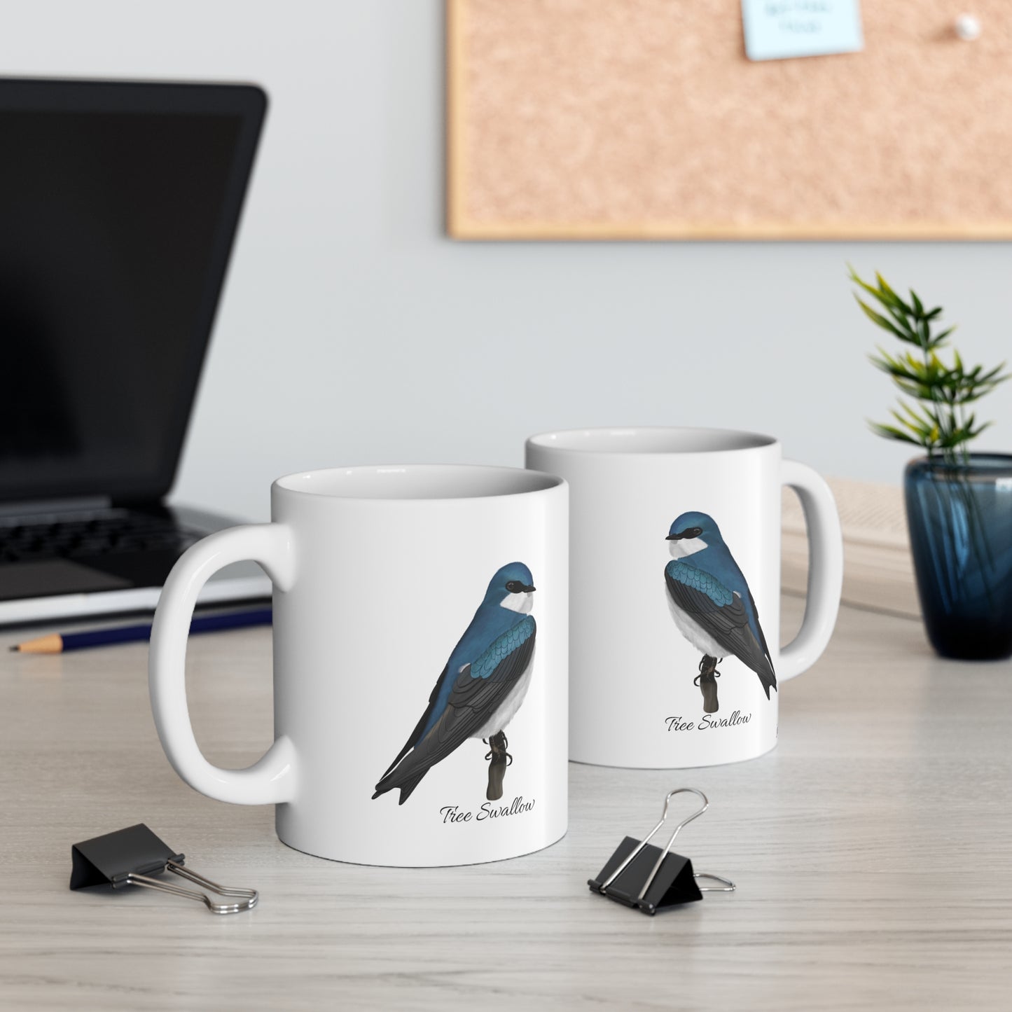 Tree Swallow Bird Ceramic Mug Birdwatcher White – 11oz,