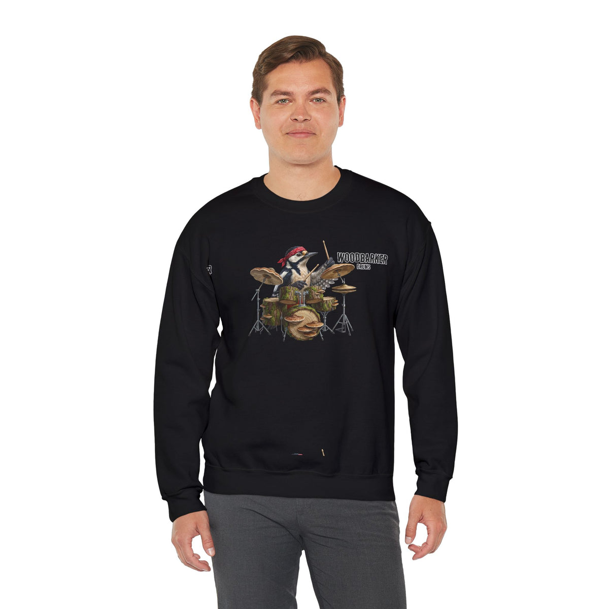 The Woodbarker Drummer Sweatshirt – Backyard Birds – Animal Lover Gift and Avian Enthusiast style
