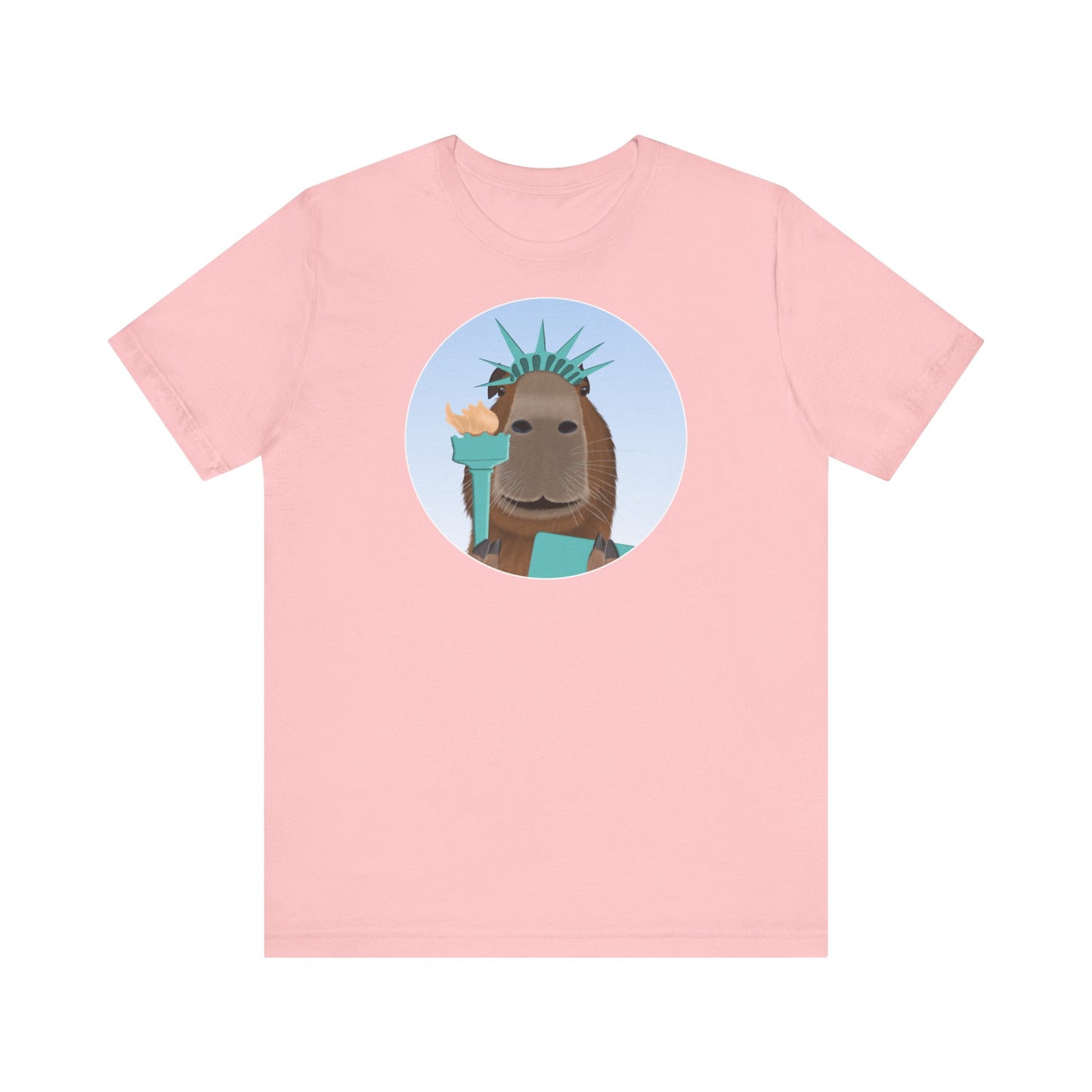Capybara als Freiheitsstatue mit Krone und Tafel Lustiges T-Shirt für Capybara-Freunde