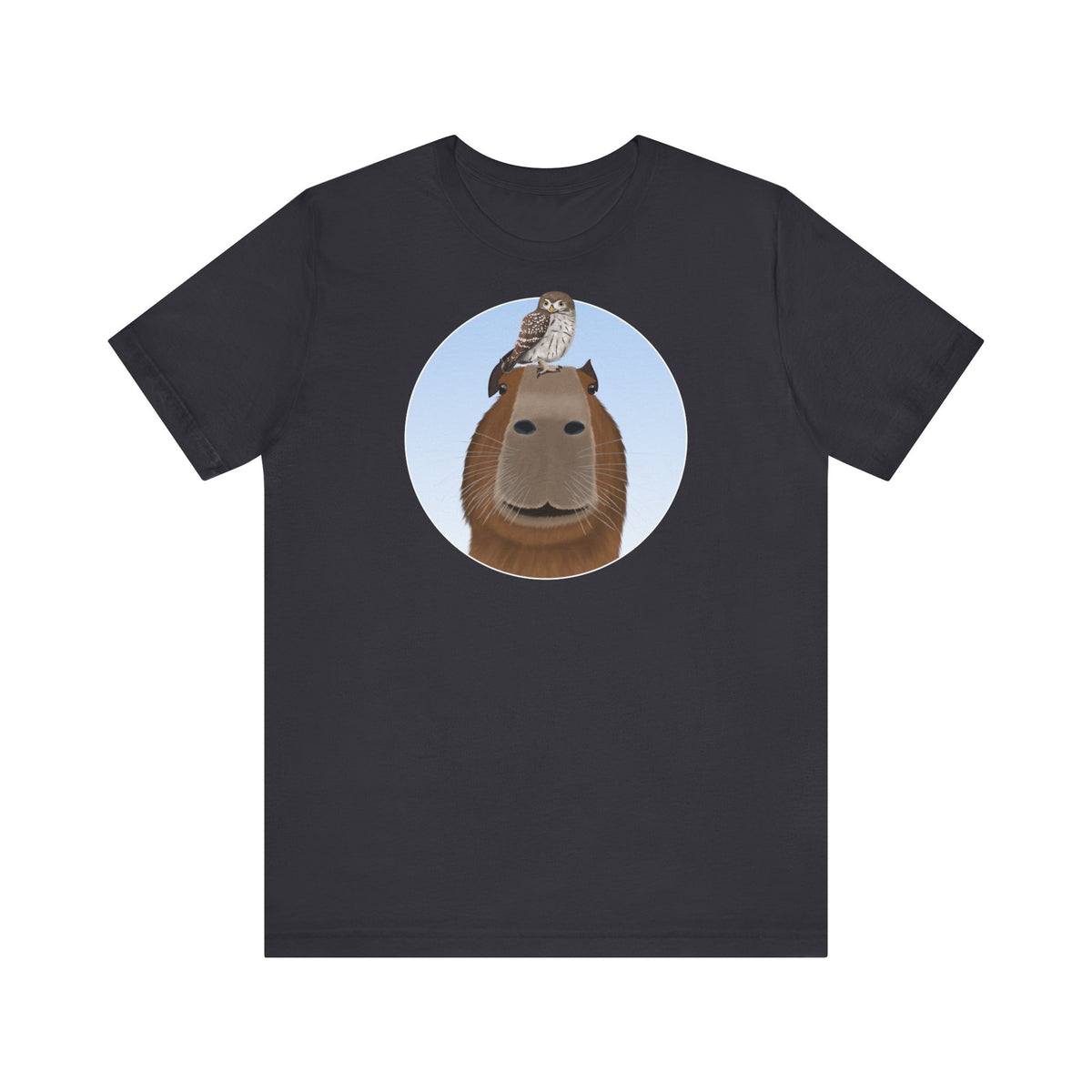 Capybara mit Eule T-Shirt in Black