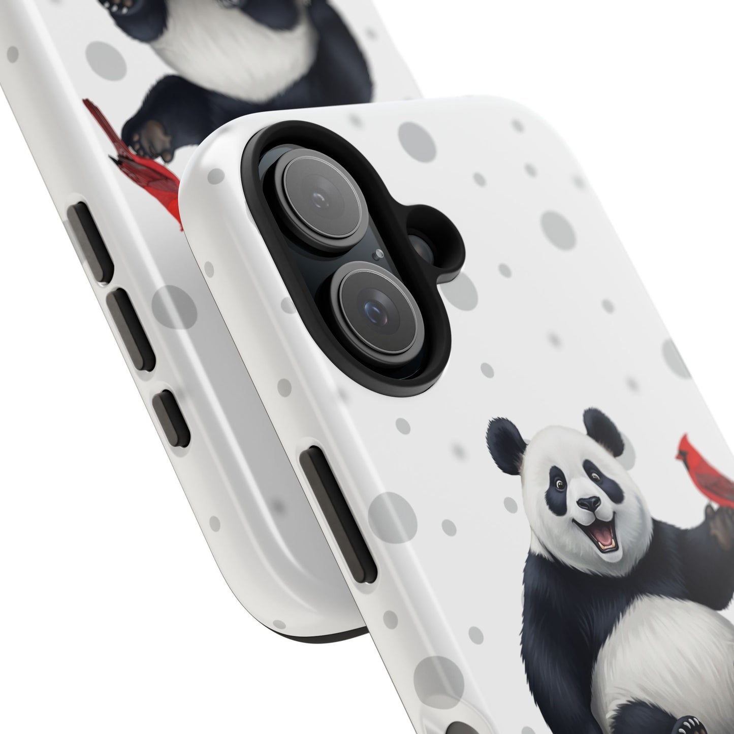 Cute Panda Bear with a Cardinal Animal iPhone Case - Dual-Layer PC/TPU Protective Cover for iPhone