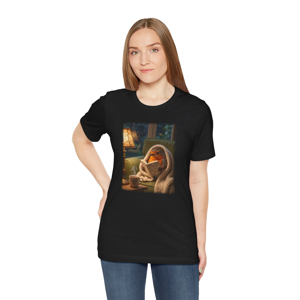 Camiseta acogedora con estampado de petirrojo y motivos de lectura | Camiseta con un lindo pájaro para amantes de los libros y un ambiente acogedor
