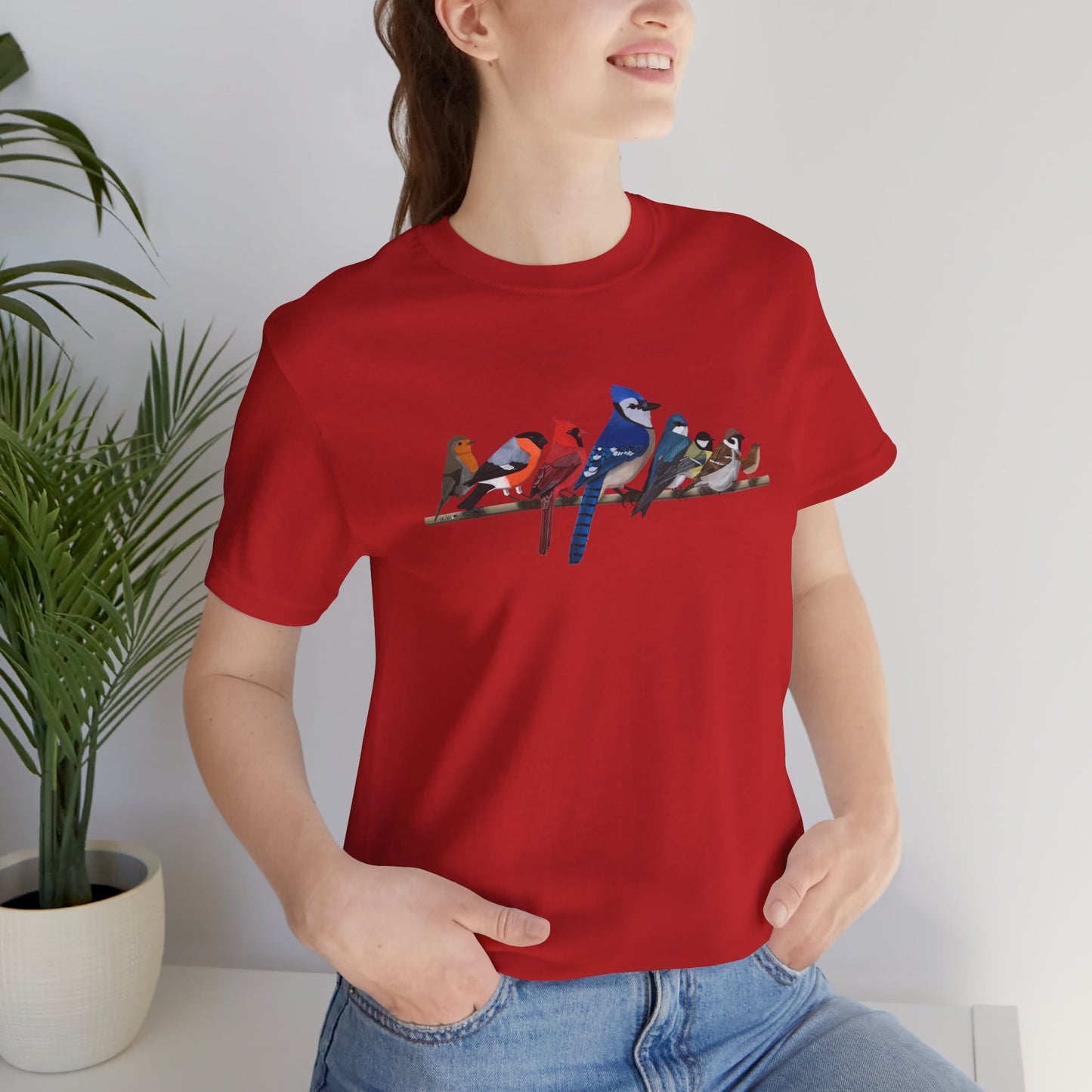 Blue Jay Cardinal Robin Garden Birds on a Branch Birding & Birdwatching Bird T-Shirt