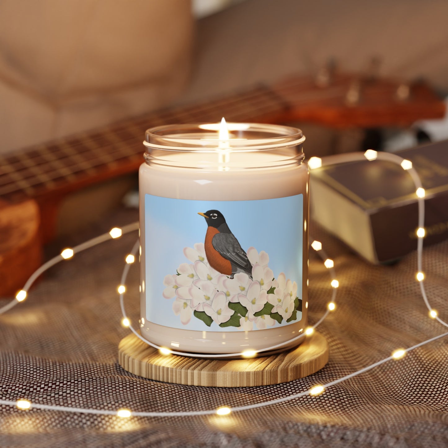 Robin Bird Art Scented Soy Candle, 9oz