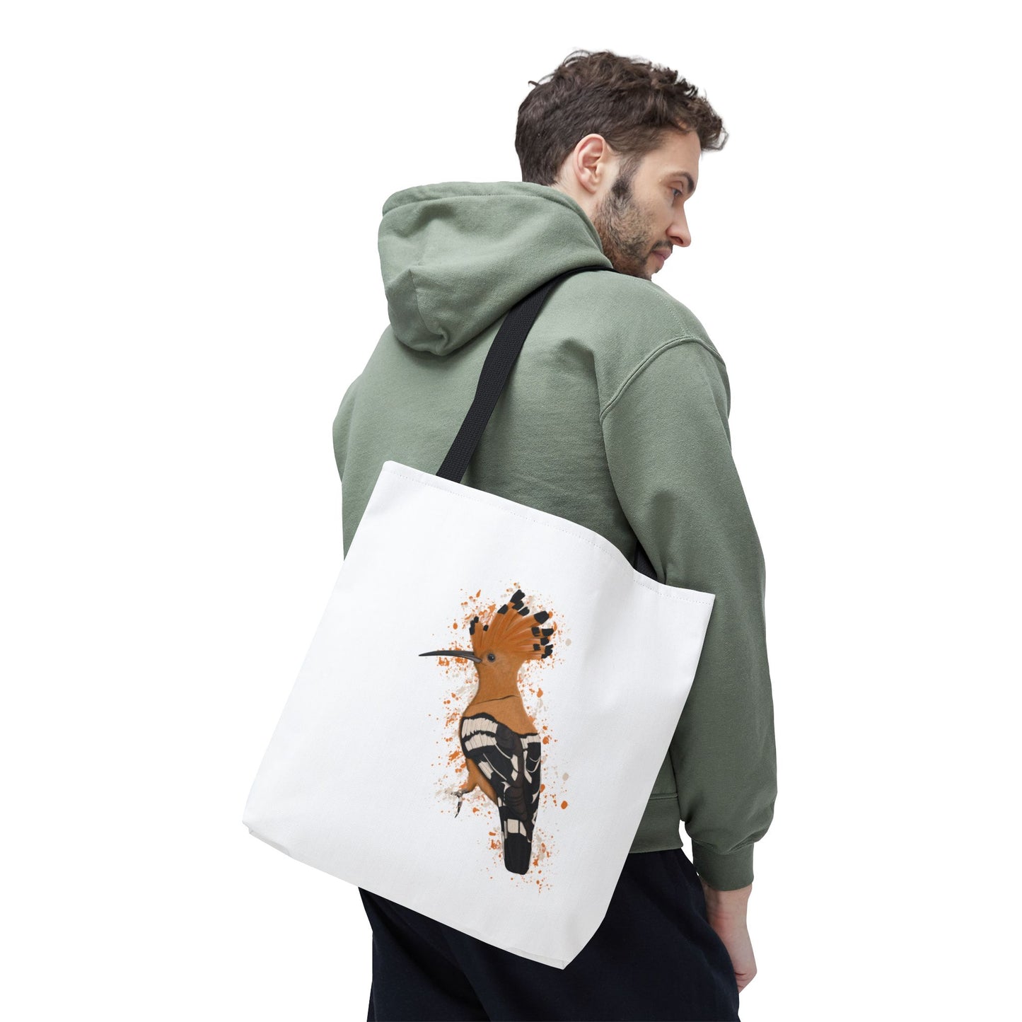 Wiedehopf Tragetasche 40x40cm Vogel Tasche Weiß für Vogelbeobachter