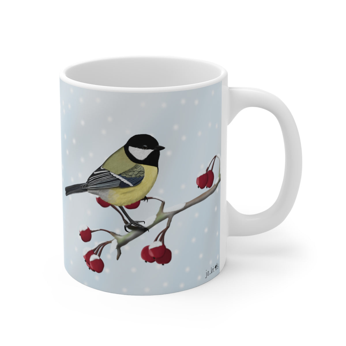 Chickadee Winter Bird Ceramic Mug 11oz