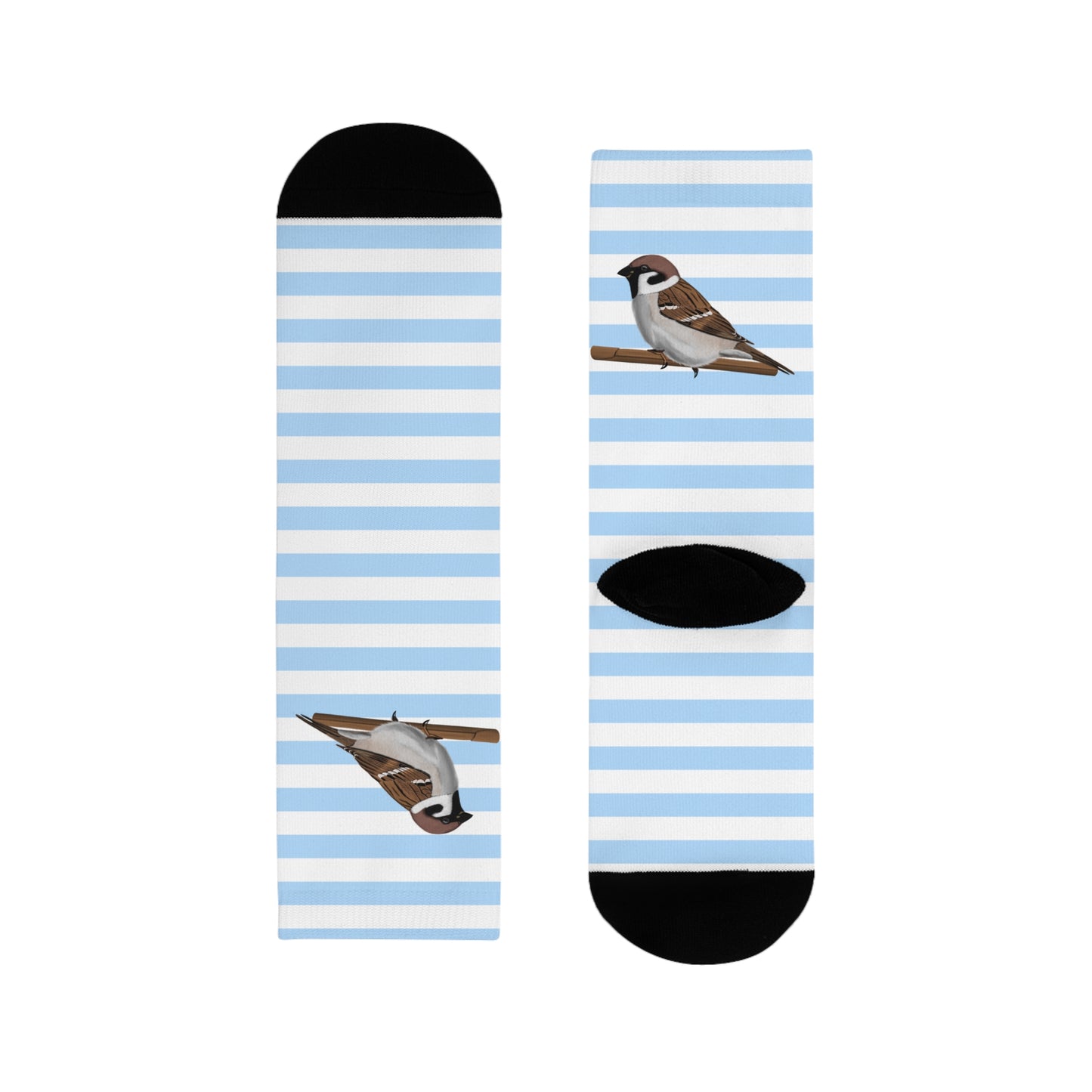 Feldsperling Vogel Socken mit Blau Weißen Streifen für Vogelfreunde & Vogelbeobachter