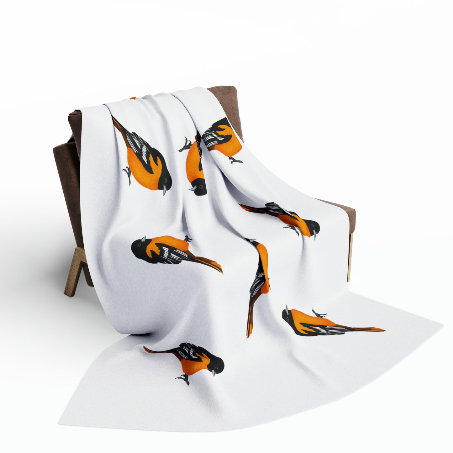 Baltimore Oriole Bird Arctic Fleece Blanket White