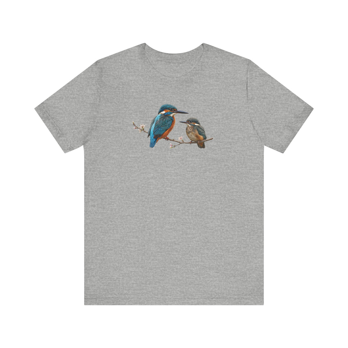 Kingfisher & Fledgling T-Shirt | Spring Blossoms Unisex Graphic Tee