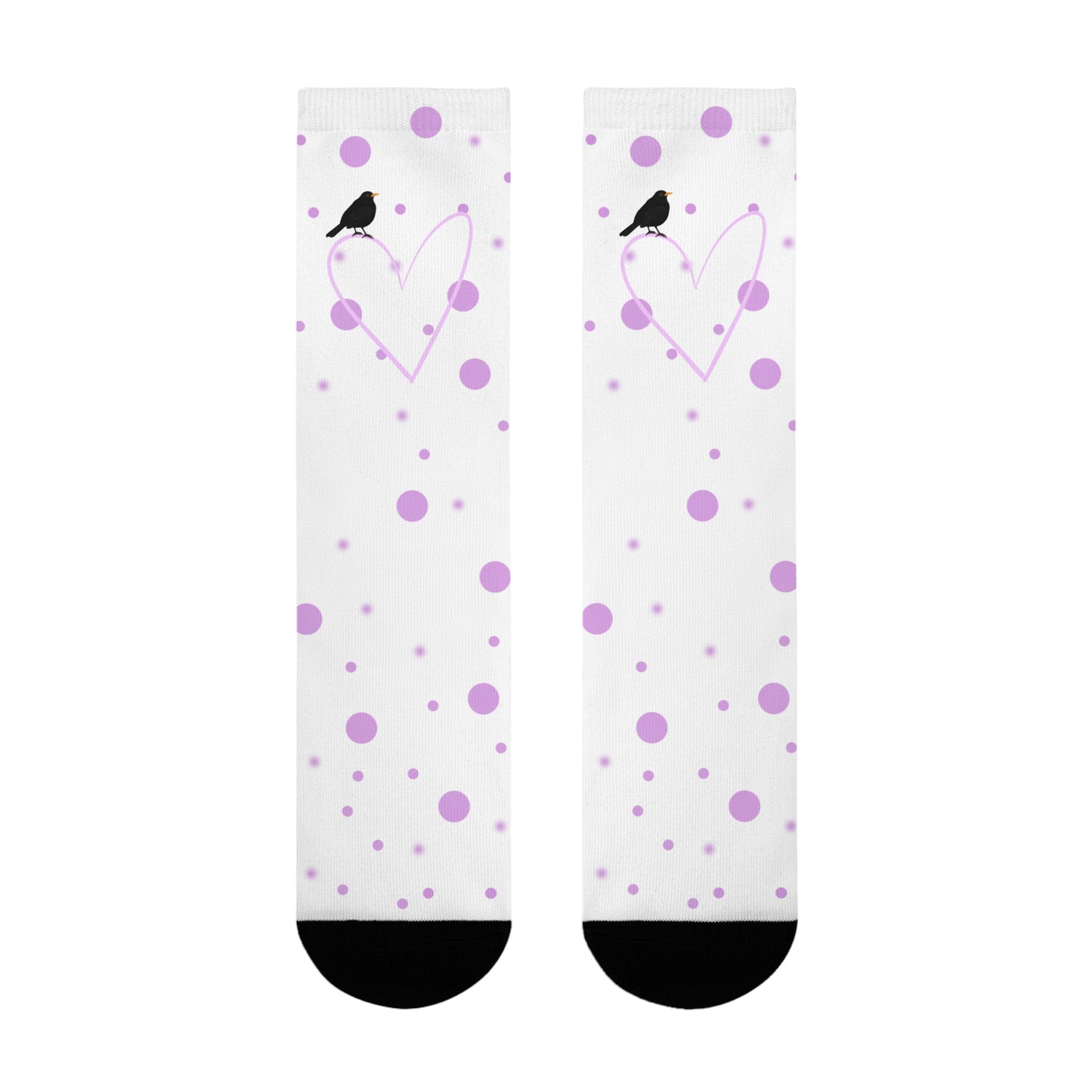 Amsel Vogel Socken mit Rosa Herz und Punkten Valentinstag
