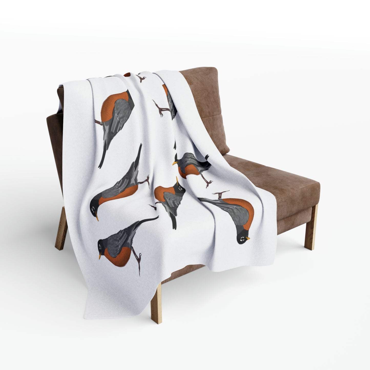 American Robin Bird Arctic Fleece Blanket White