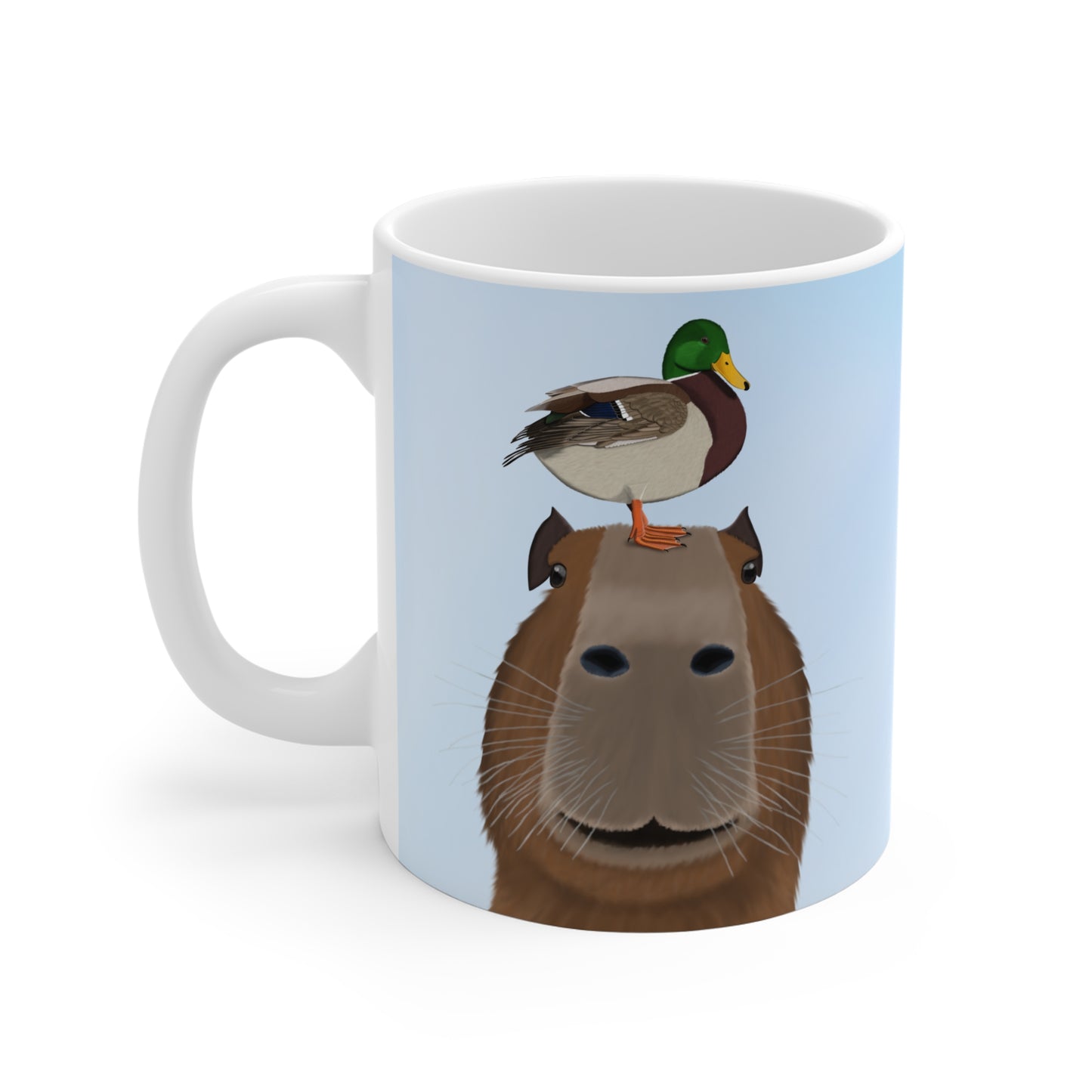 Capybara mit Ente Lustige Vogel Tasse