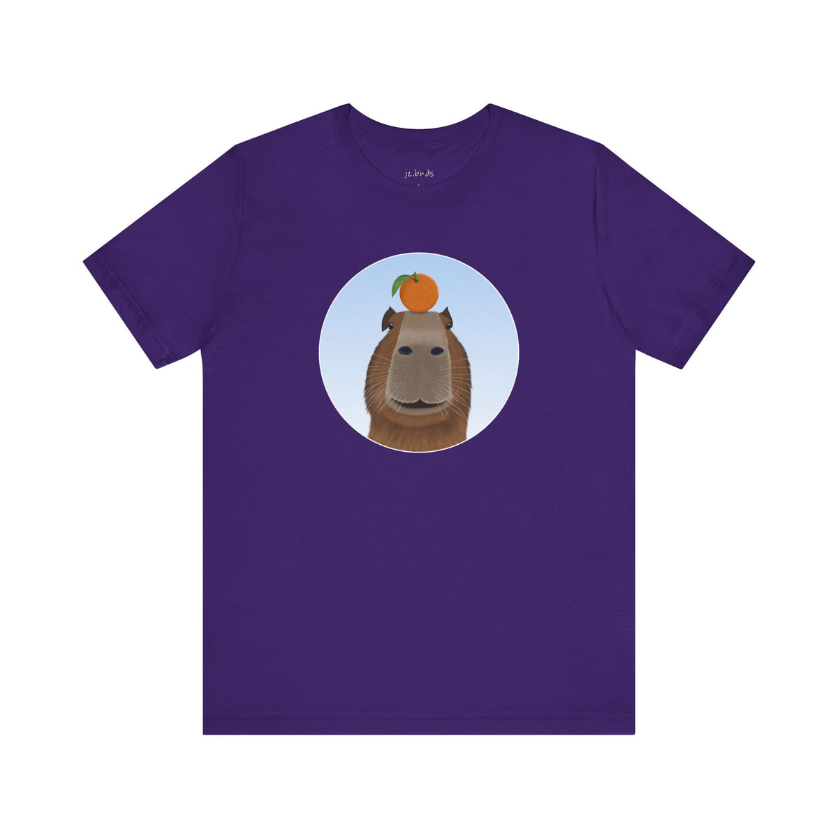 Capybara with Orange Funny T-Shirt in Black