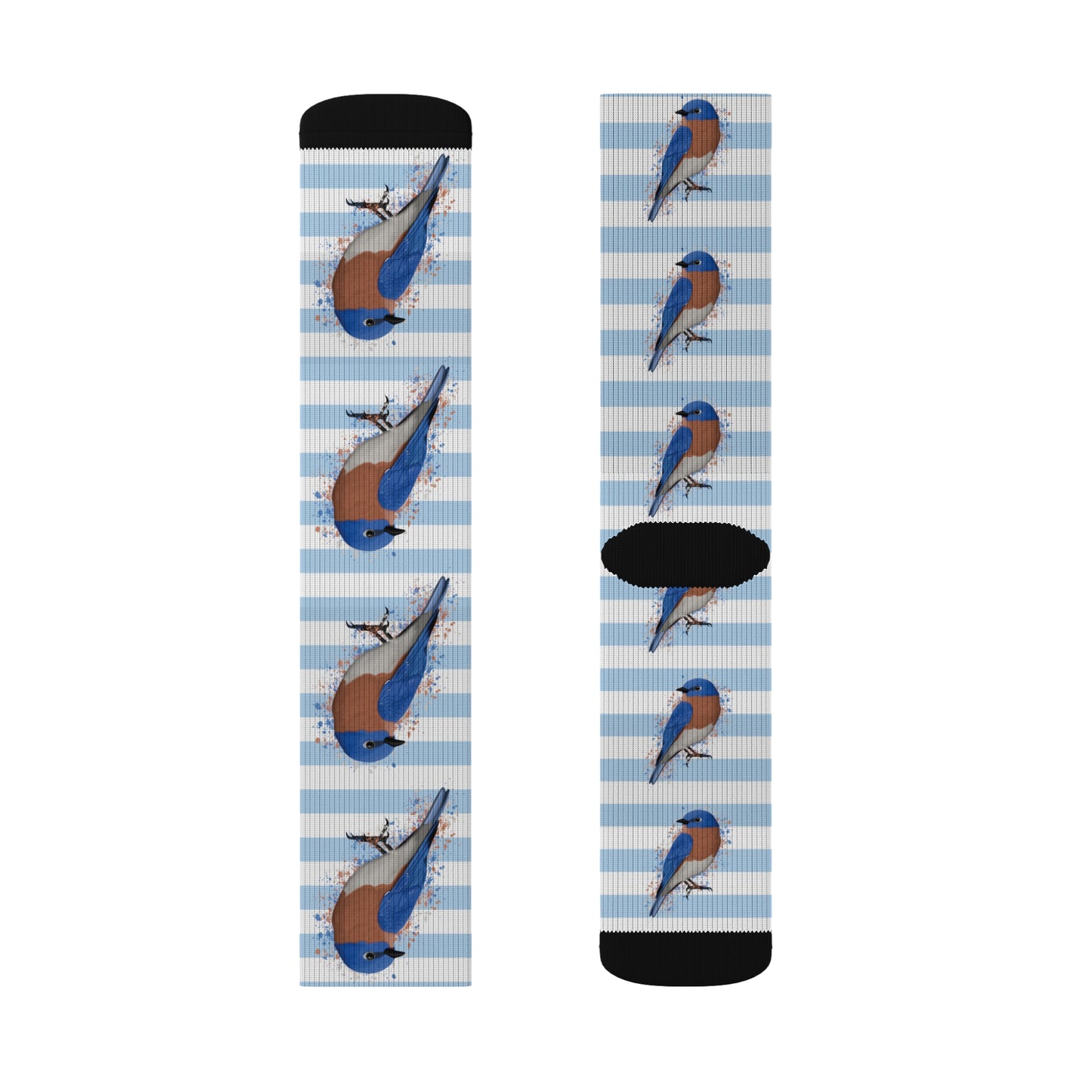 Bluebird Bird Blue White Striped Socks