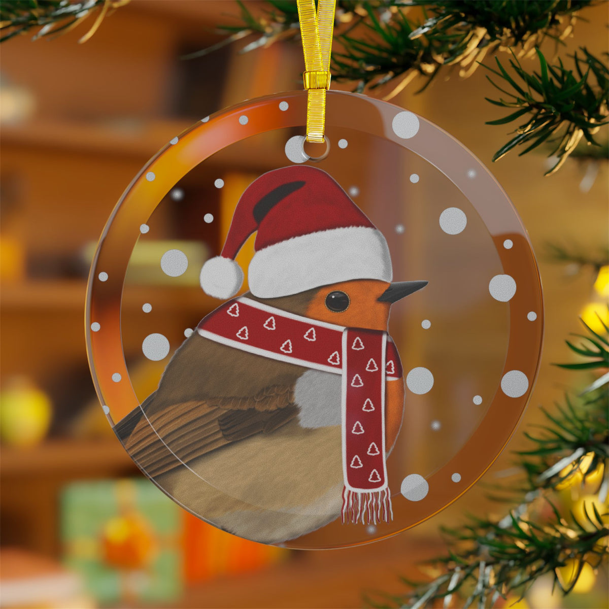 Robin Ornaments – European as Santa Claus Christmas Bird Glass Ornament Transparent