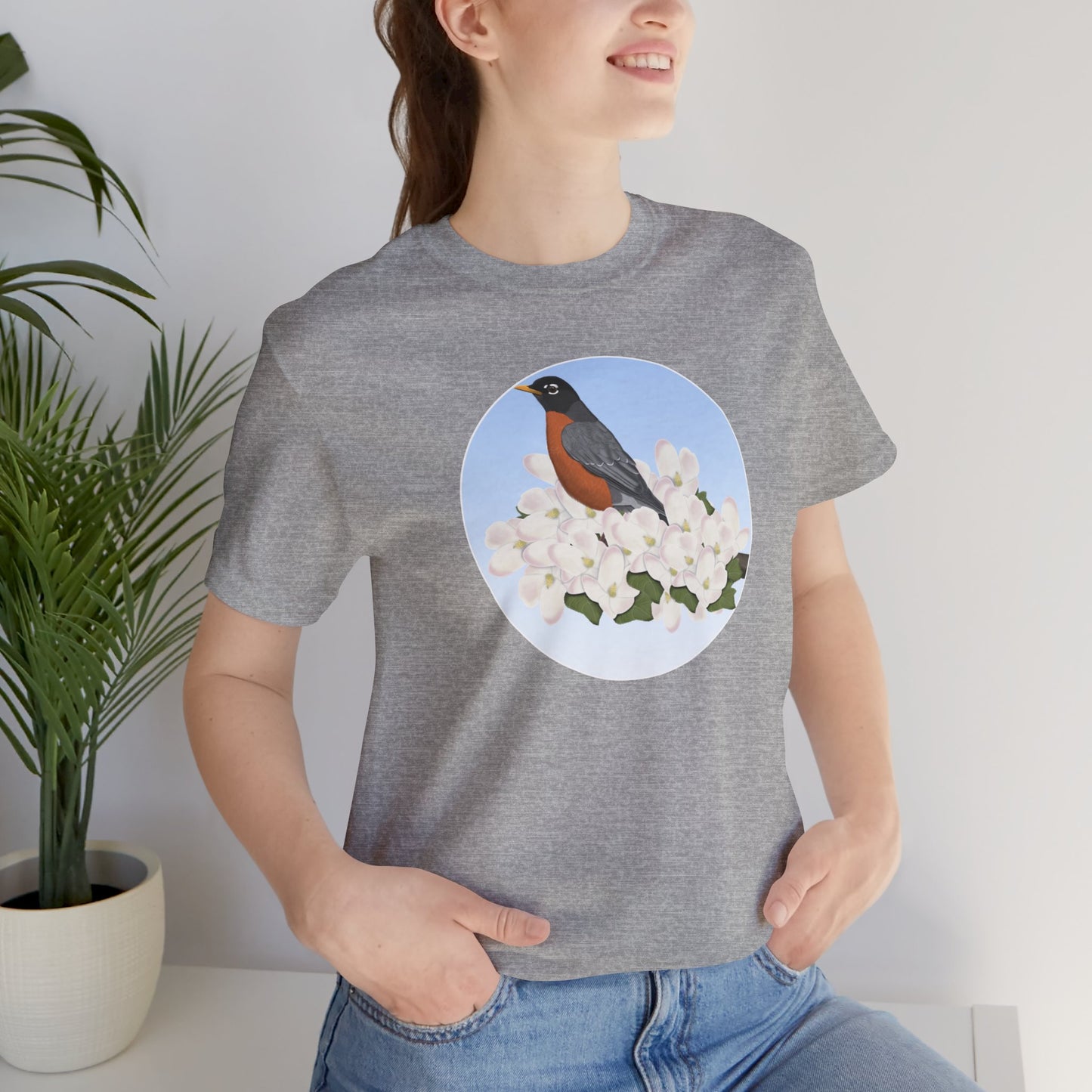 American Robin and Spring Apple Blossoms Bird T-Shirt