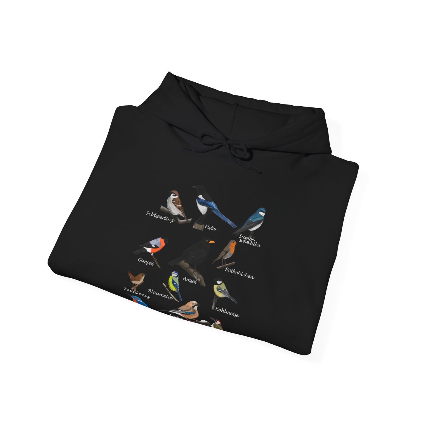 Gartenvögel Vogel Hoodie - Amsel Rotkehlchen Blaumeise Kapuzenpullover für Vogelbeobachter & Naturliebhaber mit Vogelmotiv