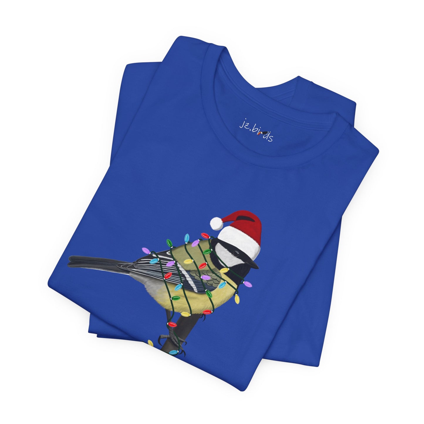 Chickadee with Fairy Lights Christmas Bird T-Shirt