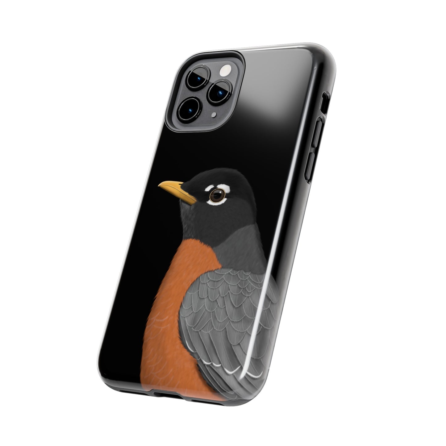 Robin Bird Art Tough Phone Case Black